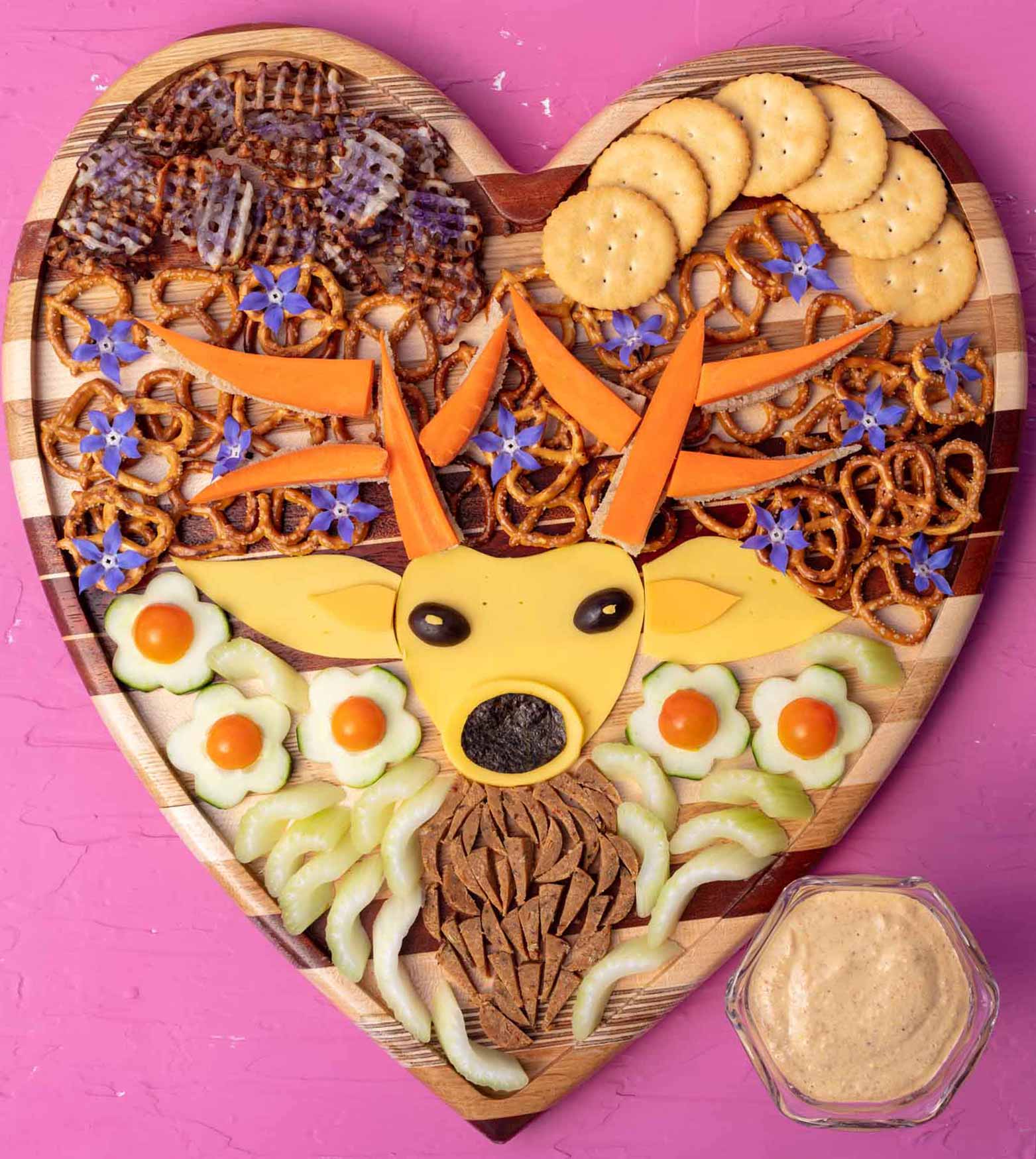 vegan charcuterie plate with bitchin sauce