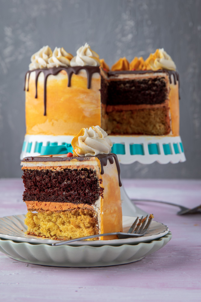 slice of vegan chocolate orange cake