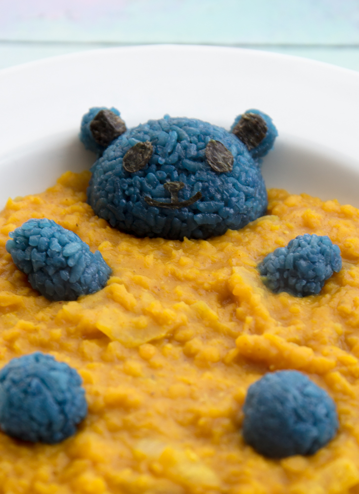 Vegan Blue Rice Bear in Dal