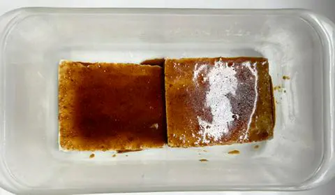 making fewer vegan ham slices in a bread loaf pan.