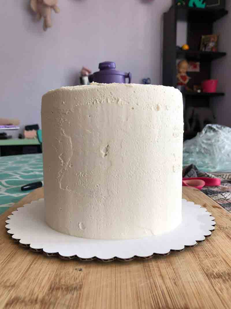 organic vegan coffee cake with chocolate buttercream and vanilla frosting