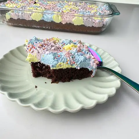 all-natural pastel colored chocolate marshmallow cake