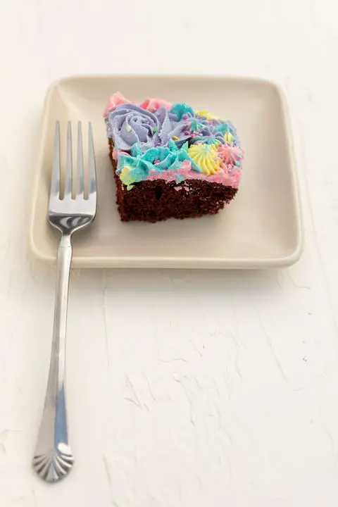 piece of vegan peeps cake