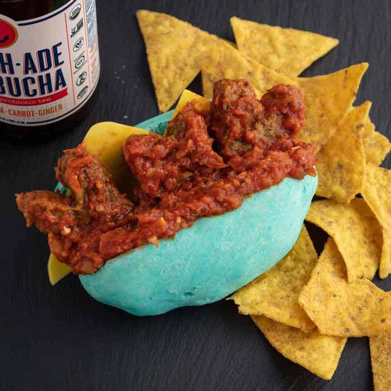 Vegan Meatball Sub with Bunny-shaped Meatballs made with zucchini