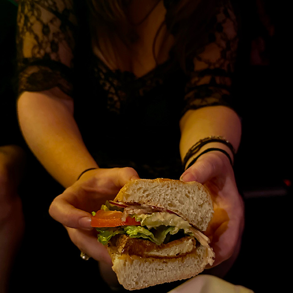 vegan chicken sandwich from Black Water in Portland.