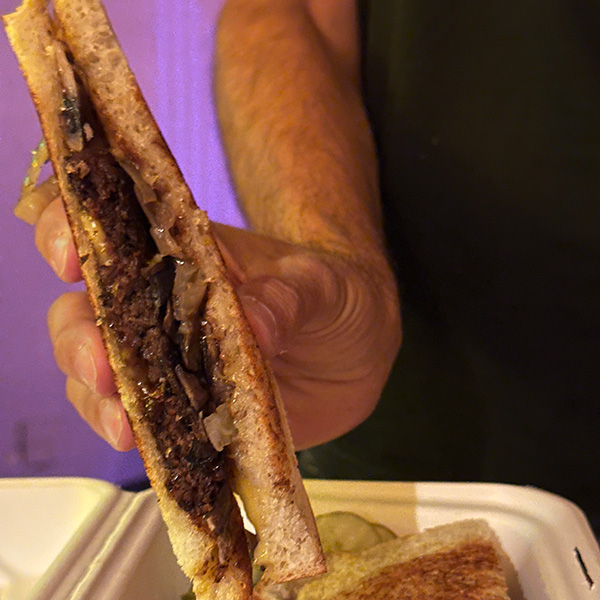 vegan patty melt from Black Water in Portland.
