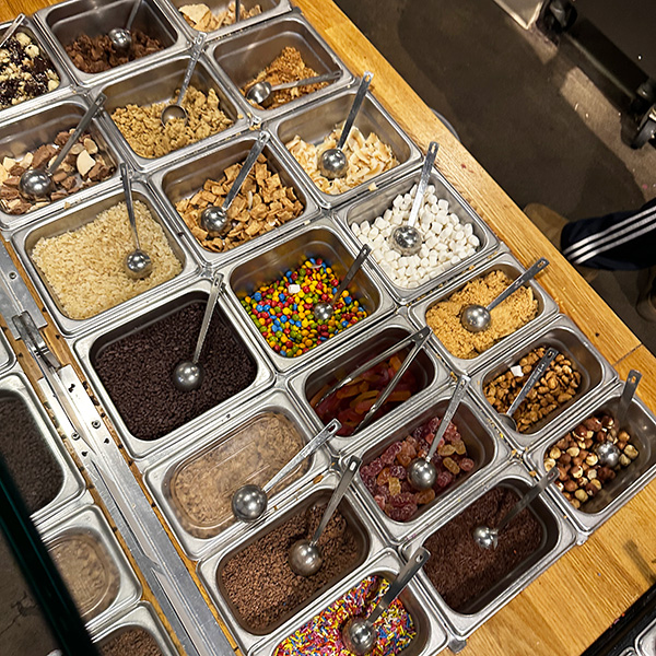 mostly vegan toppings at Eb & Bean in Portland.