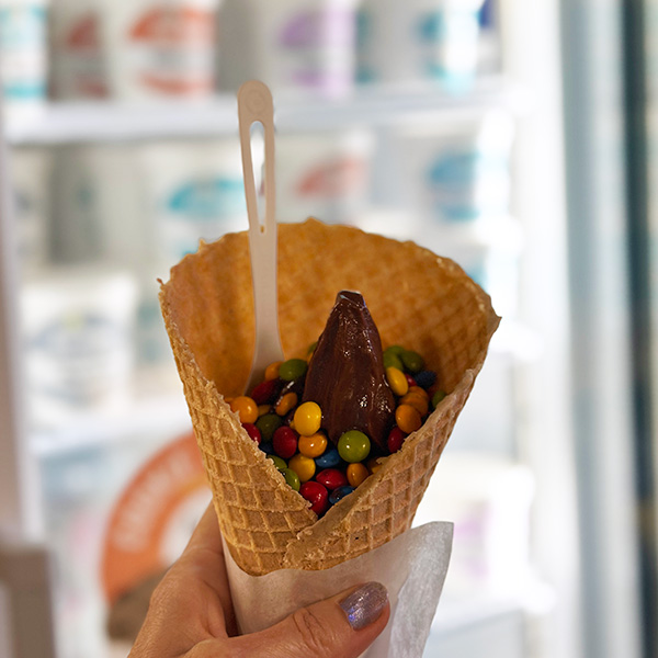 vegan waffle cone at Eb & Bean in Portland.