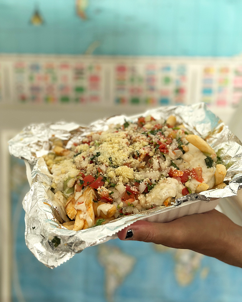 vegan loaded fries from Mis Tacones in Portland, OR.