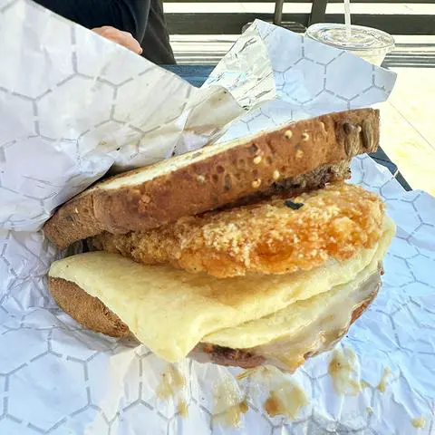 vegan breakfast sandwich from Scratch in Vancouver, WA.