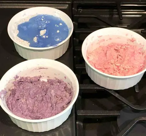 naturally colored rainbow bread dough