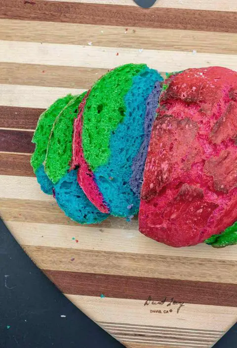 vibrant vegan rainbow bread.