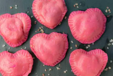 making vegan heart ravioli