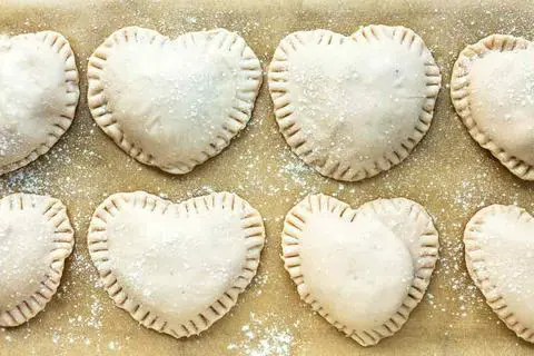 uncooked vegan heart ravioli