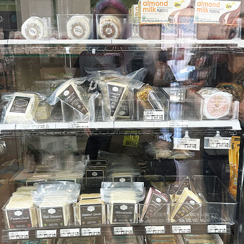 vegan cheeses at San Diego Vegan Market in San Diego.
