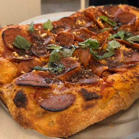 The Heathen (vegan pepperoni pizza) from Donna Jean in San Diego.