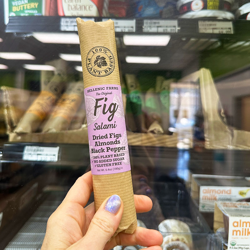 vegan salami from San Diego Vegan Market in San Diego.