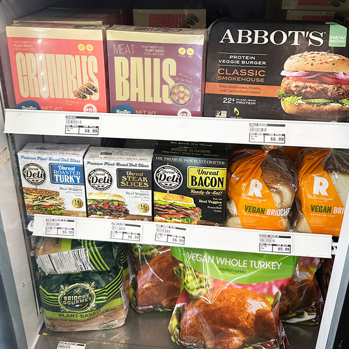 vegan meats at San Diego Vegan Market in San Diego.