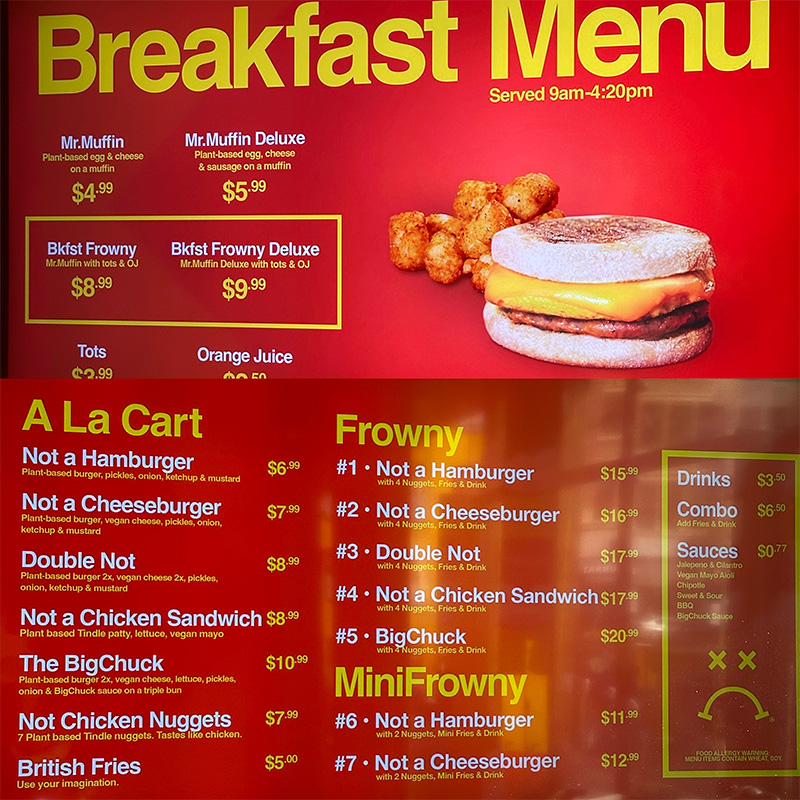 breakfast menu and lunch/dinner menu from Mr. Charlies in San Diego.