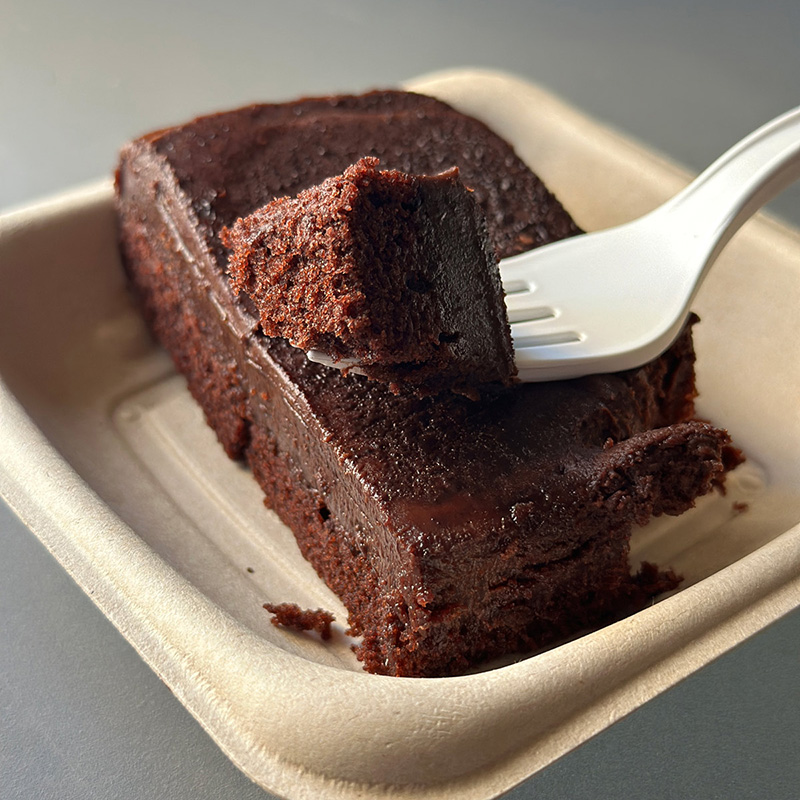vegan chocolate cake from Veggie Grill in Carlsbad.