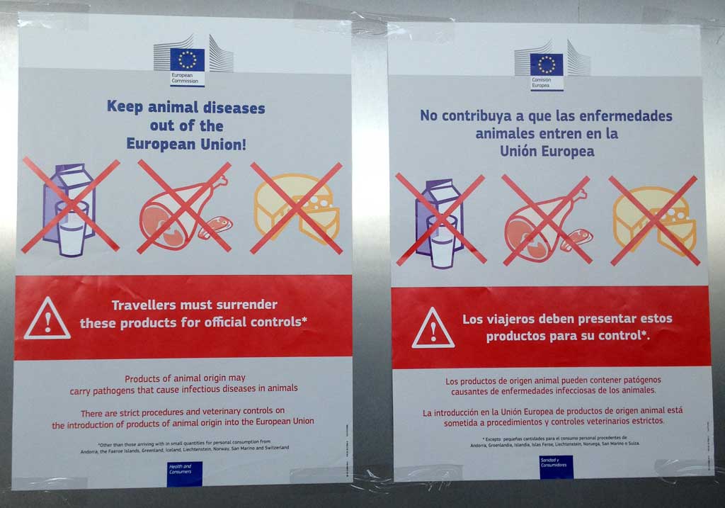 vegan-coded sign in the Zaragoza airport