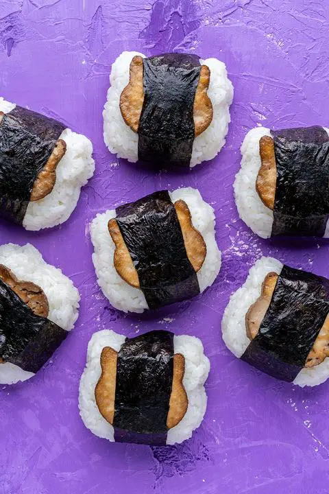 vegan cat-shaped spam musubi