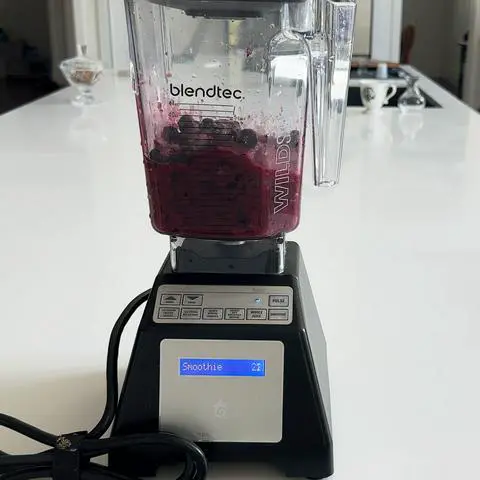 blending the blueberry filling ingredients.